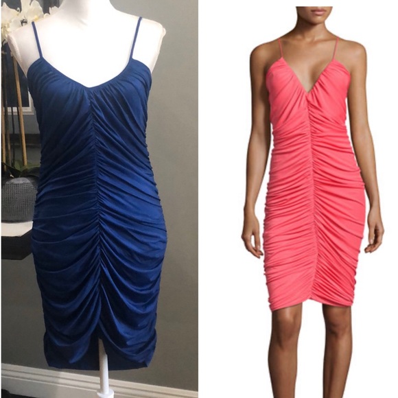 Halston Heritage Dresses & Skirts - Halston Heritage BLUE Ruched V-Neck Sheath Dress 8